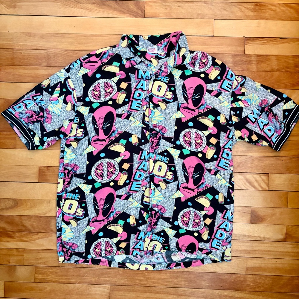 RARE Vintage Deadpool “Made in the 90s” Men’s Button-Up Shirt – Large - Picture 5 of 11